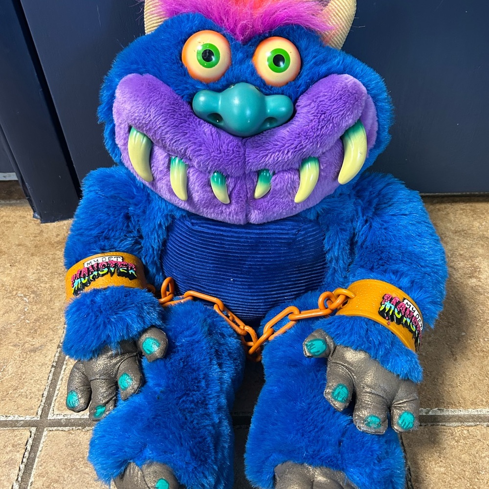 My Pet Monster 2001 Toymax Talking With Cuffs Vintage Plush Tested And Works!